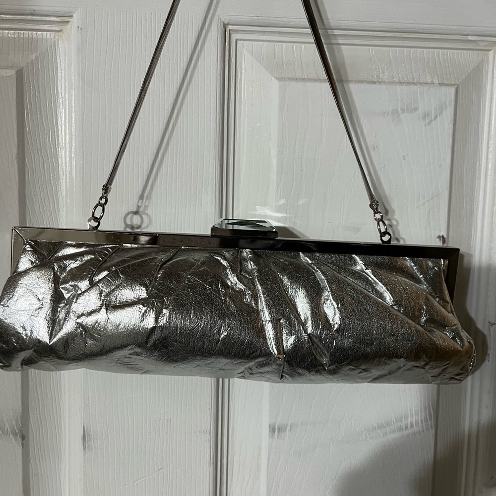 Silver Clutch with Crystal Accent
